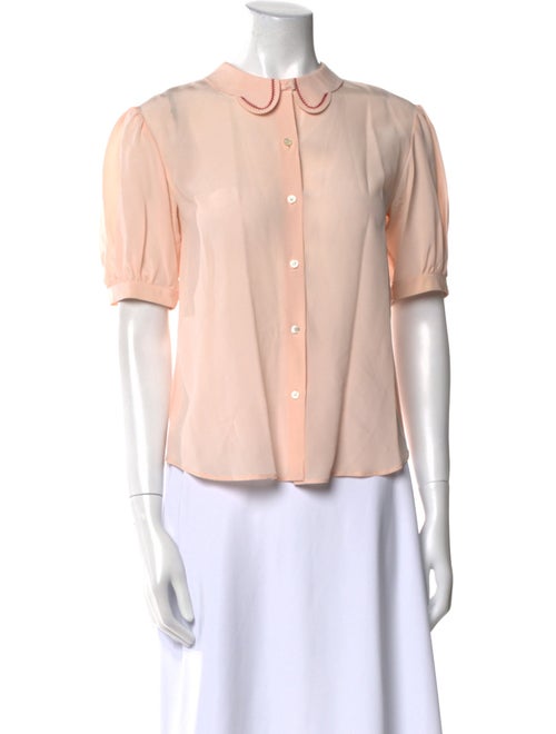 Gucci Silk Crew Neck Button-Up Top