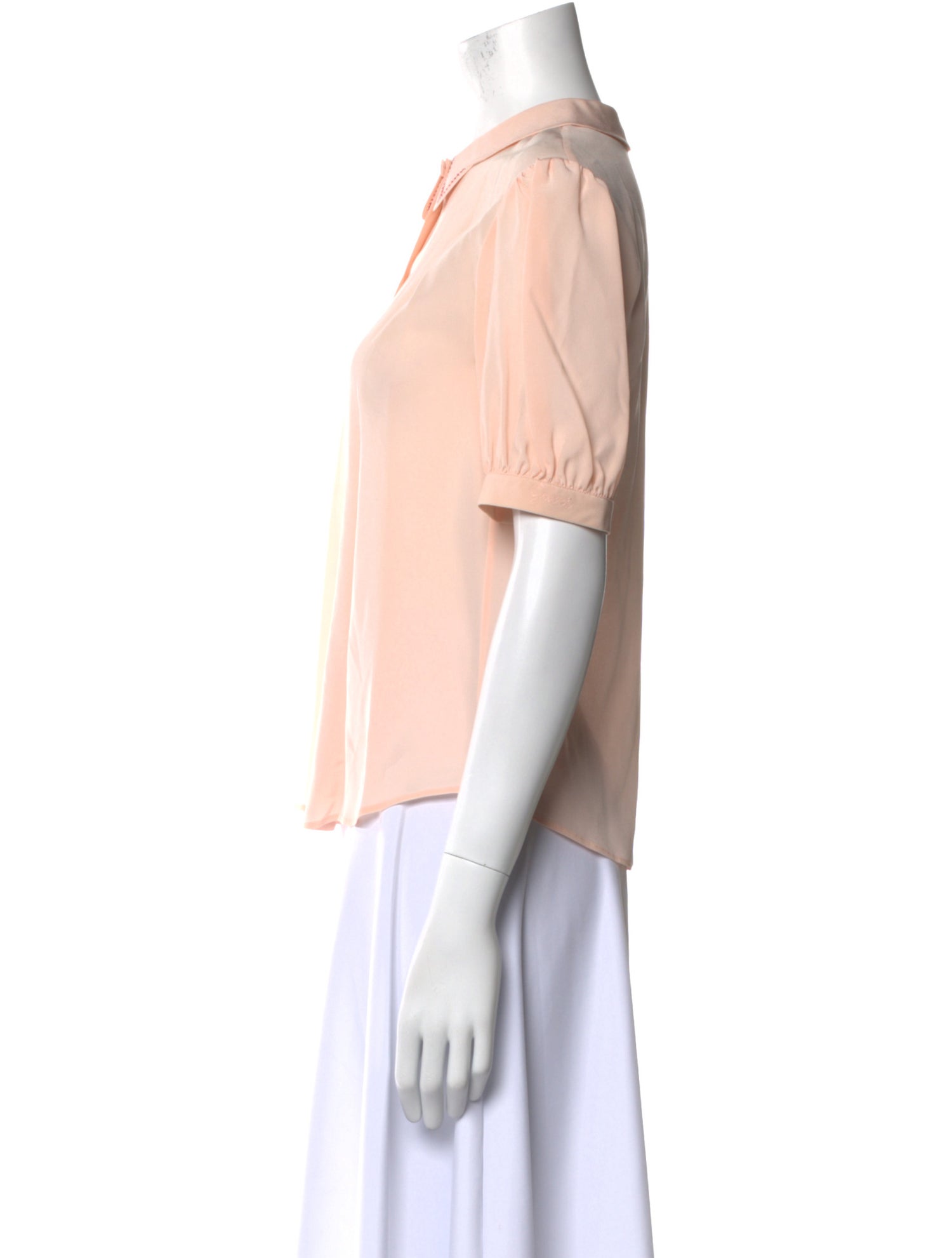 Gucci Silk Crew Neck Button-Up Top