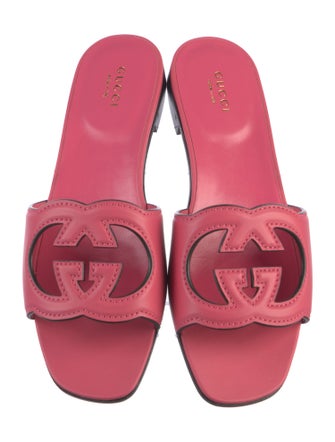 Gucci Interlocking G Logo Leather Slides