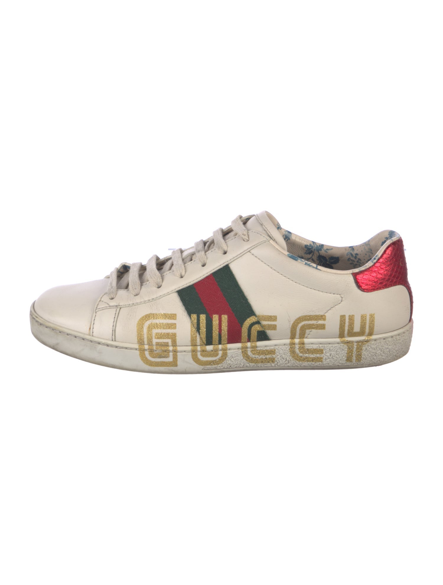 Gucci Web Accent Leather Sneakers