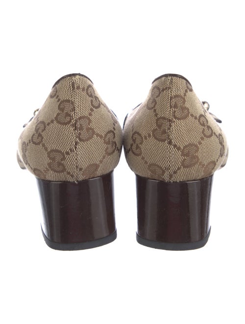 Gucci GG Canvas Leather Trim Embellishment Flats