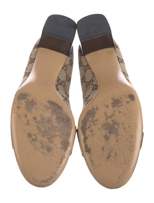 Gucci GG Canvas Leather Trim Embellishment Flats