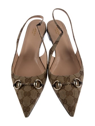 Gucci GG Canvas Canvas Slingback Flats