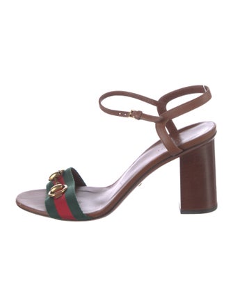 Gucci Web Accent Leather Sandals