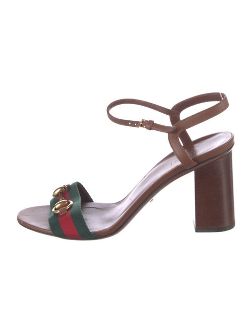 Gucci Web Accent Leather Sandals