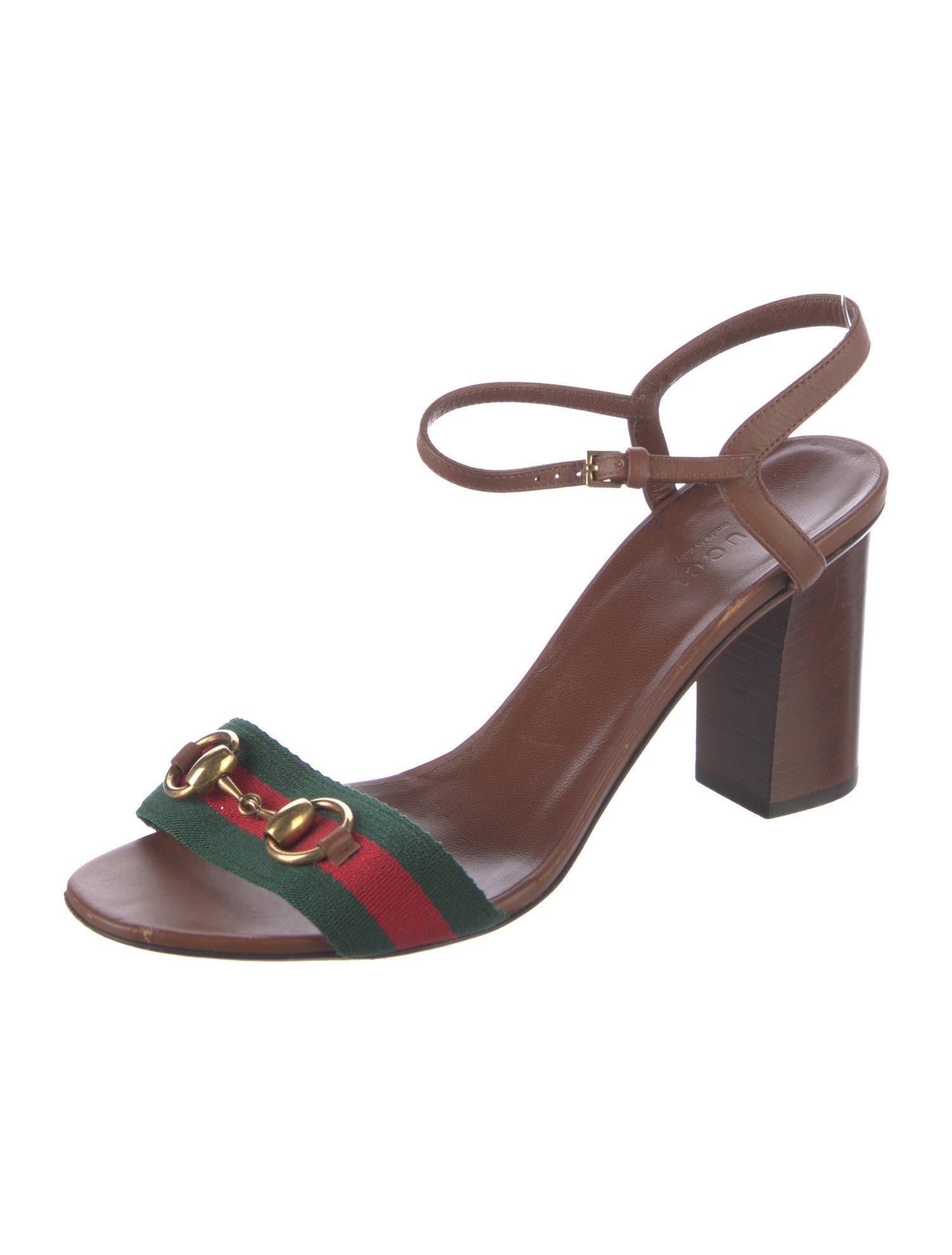 Gucci Web Accent Leather Sandals