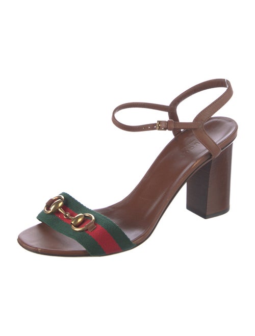 Gucci Web Accent Leather Sandals