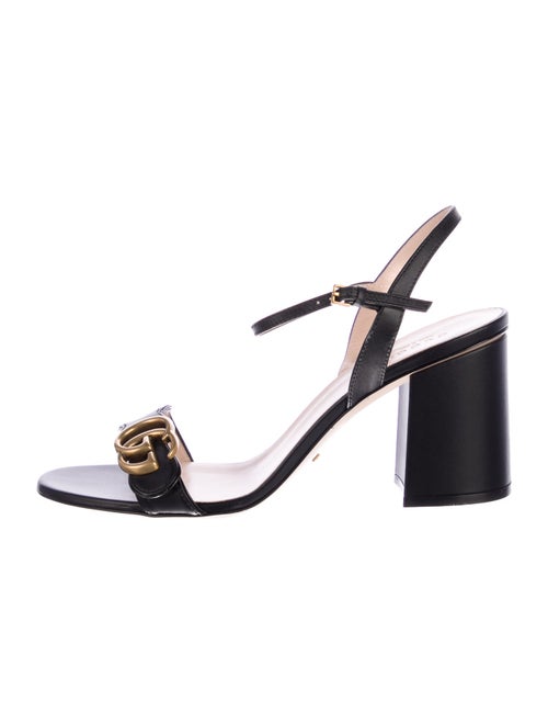 Gucci Double G Logo Leather Slingback Sandals