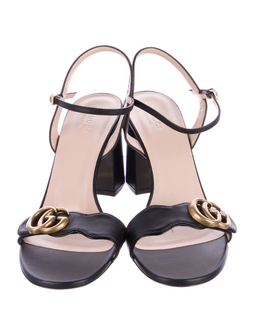 Gucci Double G Logo Leather Slingback Sandals