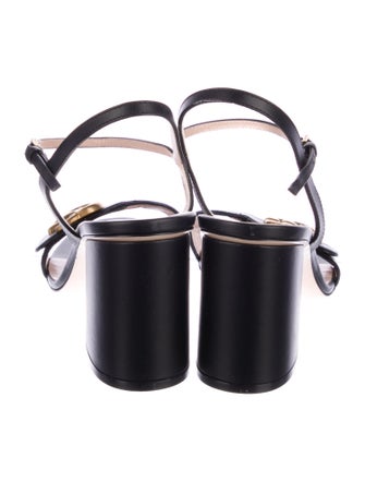 Gucci Double G Logo Leather Slingback Sandals