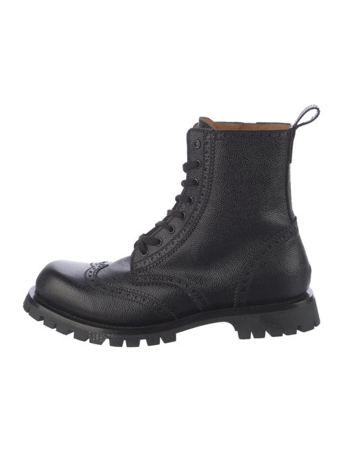 Gucci Sylvie Web Accent Leather Combat Boots