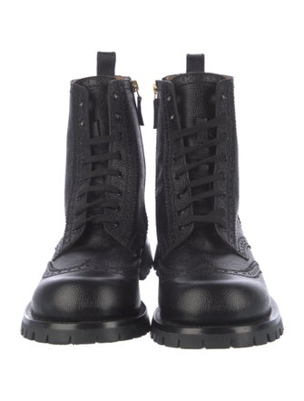 Gucci Sylvie Web Accent Leather Combat Boots