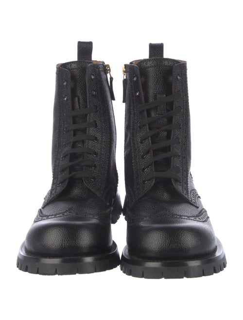 Gucci Sylvie Web Accent Leather Combat Boots