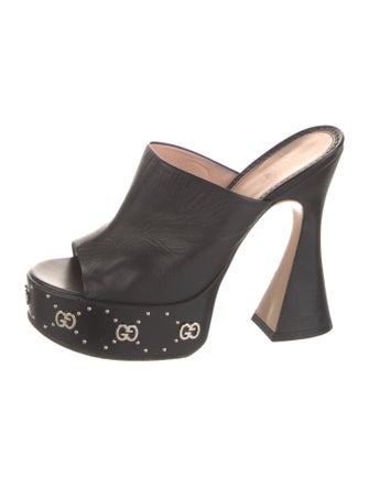 Gucci GG Logo Leather Mules