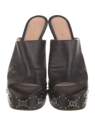 Gucci GG Logo Leather Mules