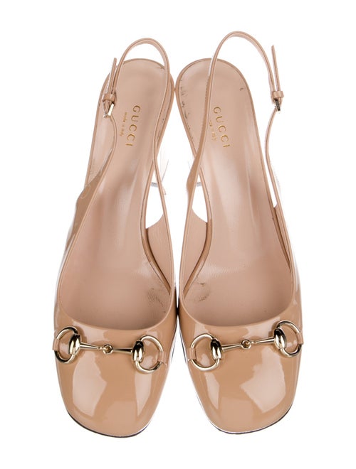 Gucci Horsebit Accent Patent Leather Slingback Pumps