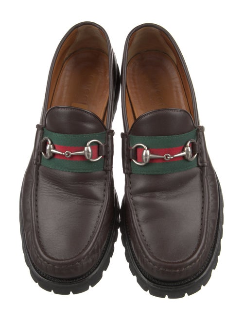 Gucci Web Accent Leather Loafers