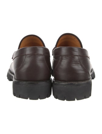 Gucci Web Accent Leather Loafers