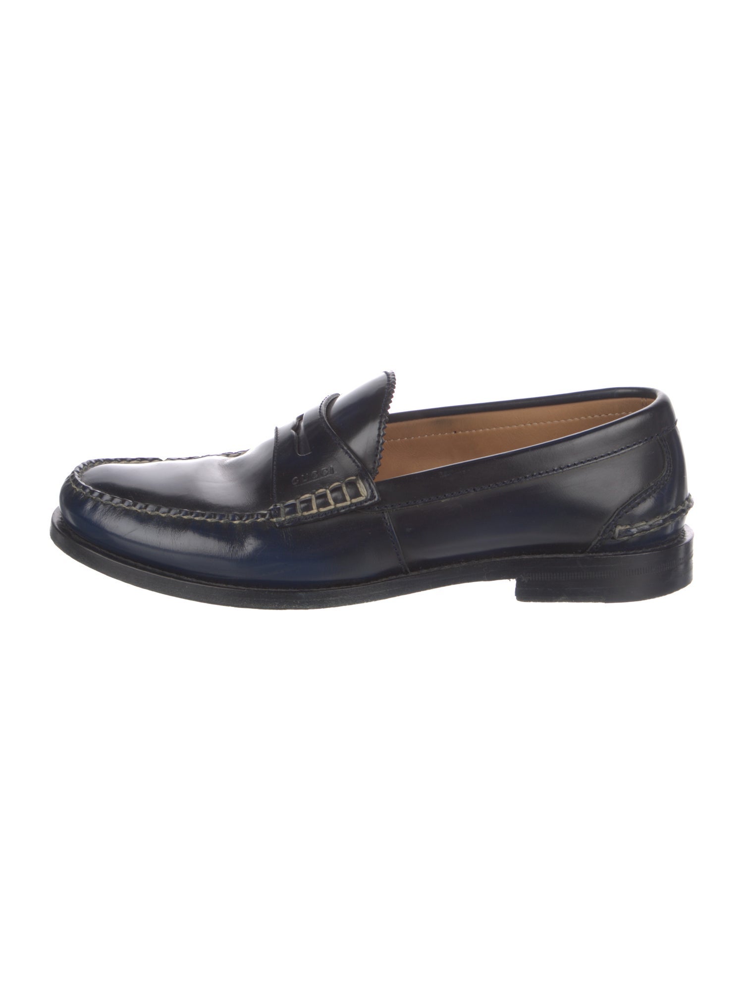 Gucci Leather Scalloped Accent Dress Loafers