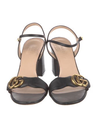 Gucci Running GG Logo Leather Slingback Sandals