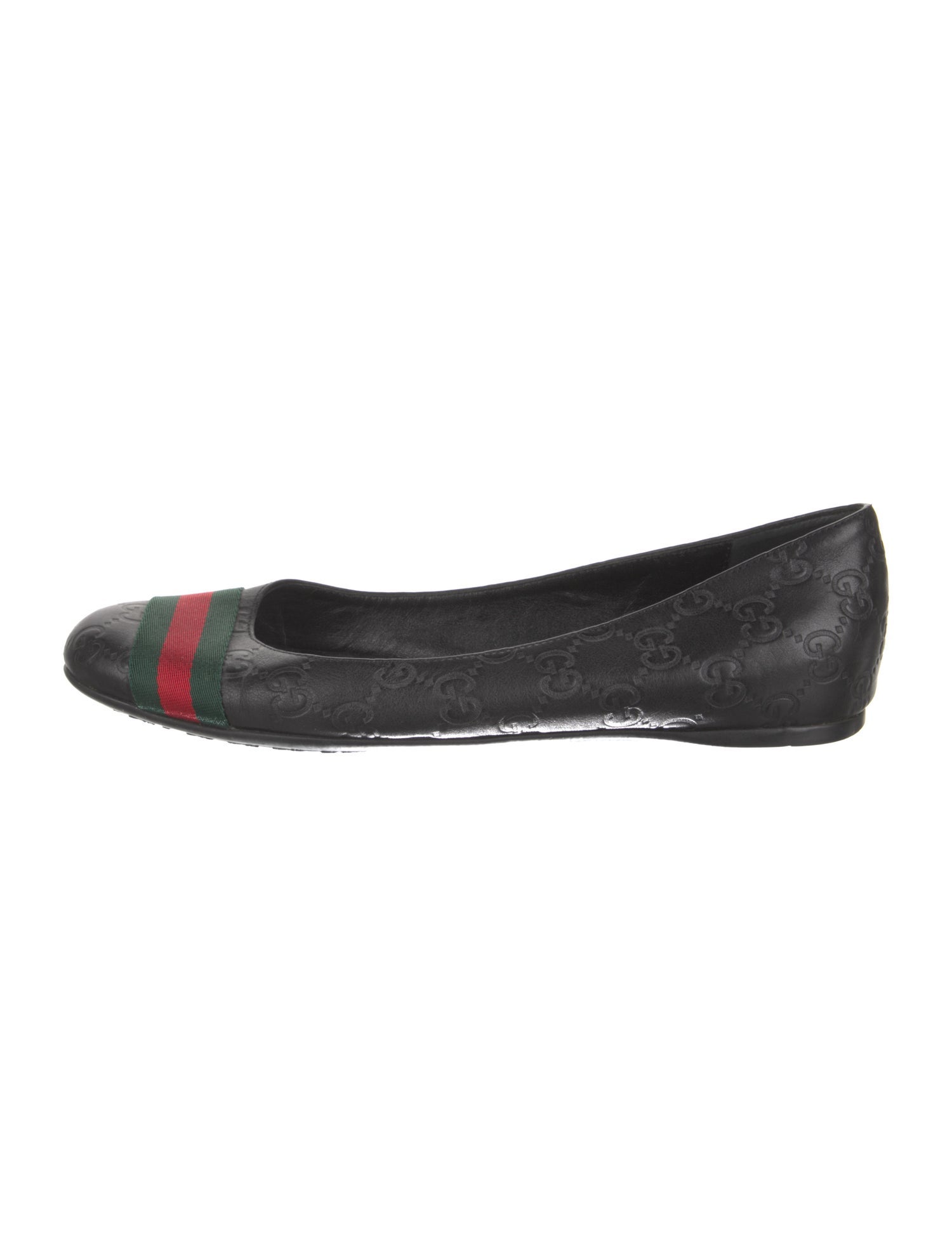 Gucci Web Accent Leather Flats