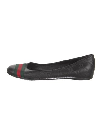 Gucci Web Accent Leather Flats