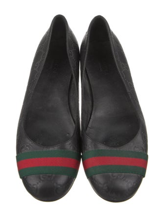 Gucci Web Accent Leather Flats
