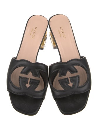 Gucci Interlocking G Logo Leather Slides
