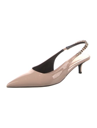 Gucci Patent Leather Chain-Link Accents Slingback Pumps