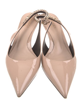 Gucci Patent Leather Chain-Link Accents Slingback Pumps