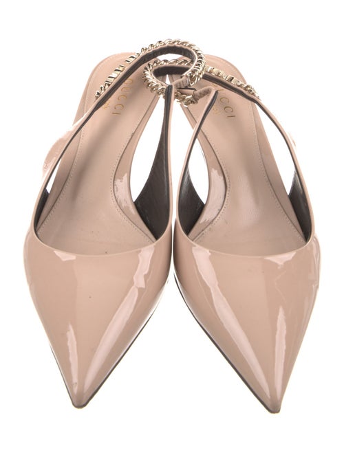 Gucci Patent Leather Chain-Link Accents Slingback Pumps