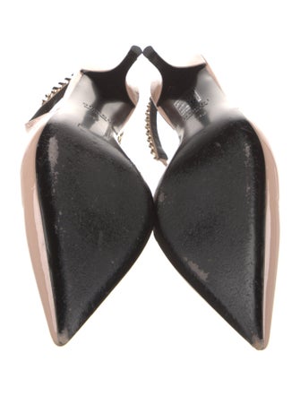 Gucci Patent Leather Chain-Link Accents Slingback Pumps