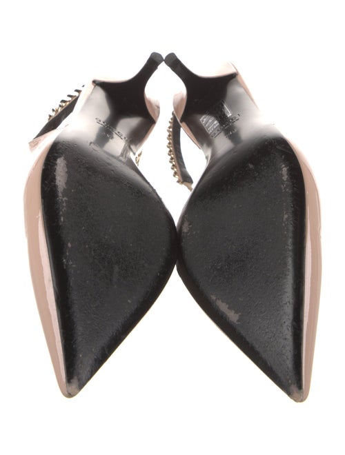 Gucci Patent Leather Chain-Link Accents Slingback Pumps