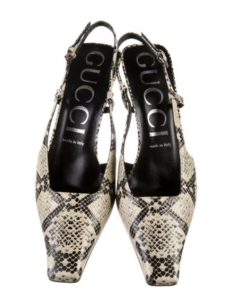 Gucci Snakeskin Animal Print Slingback Pumps