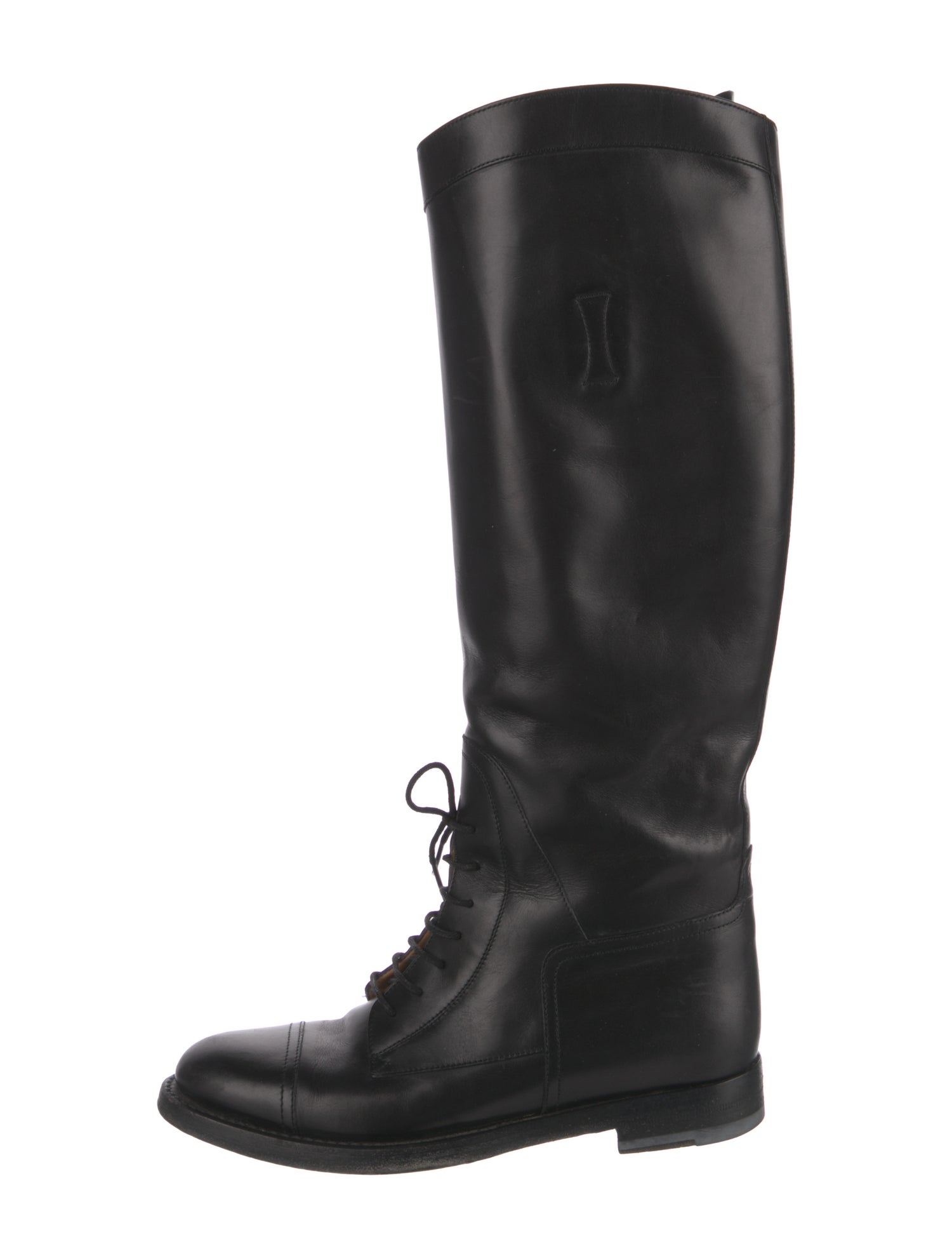 Gucci Web Accent Leather Riding Boots