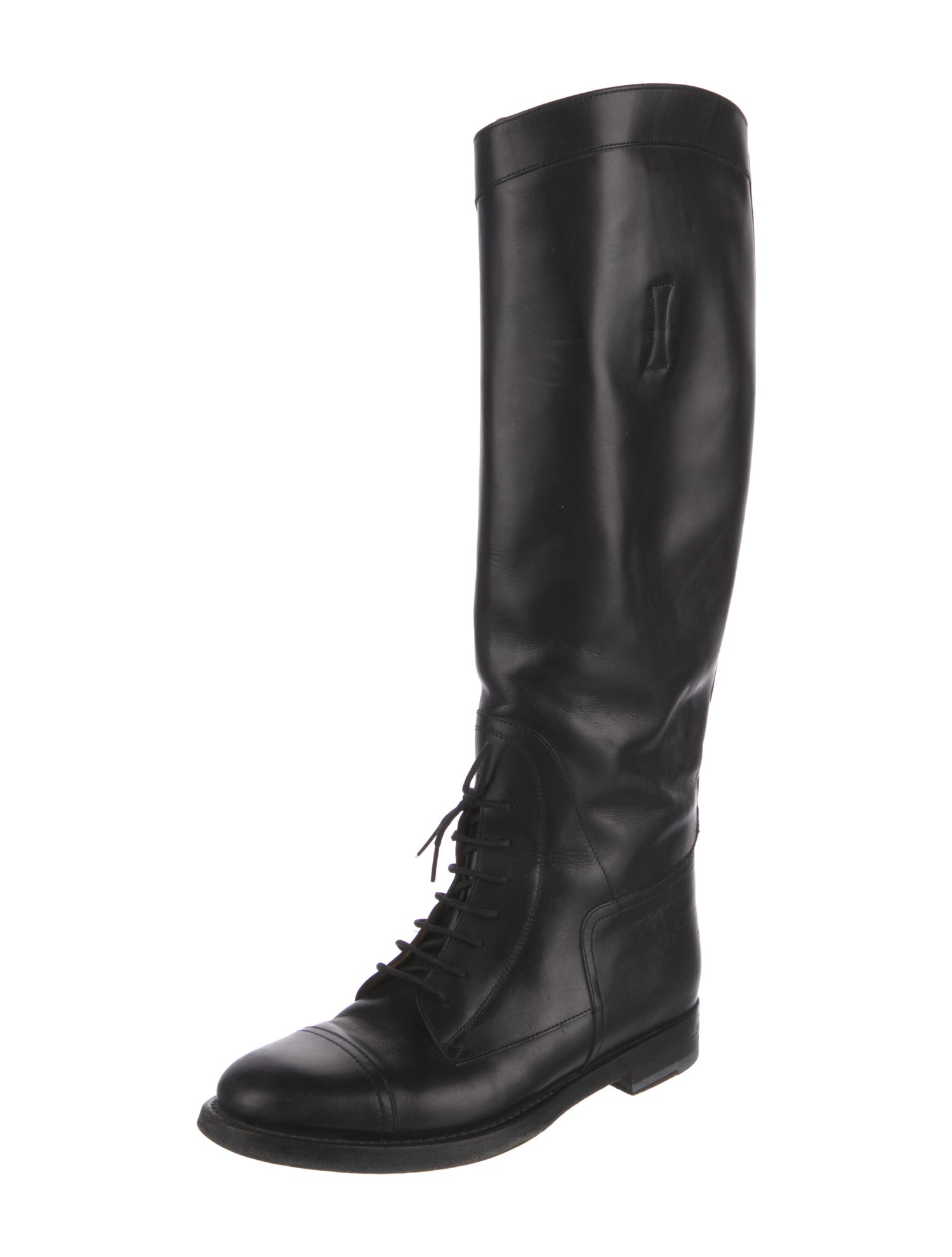 Gucci Web Accent Leather Riding Boots