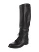 Gucci Web Accent Leather Riding Boots