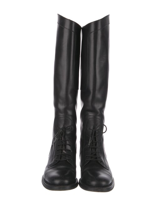 Gucci Web Accent Leather Riding Boots