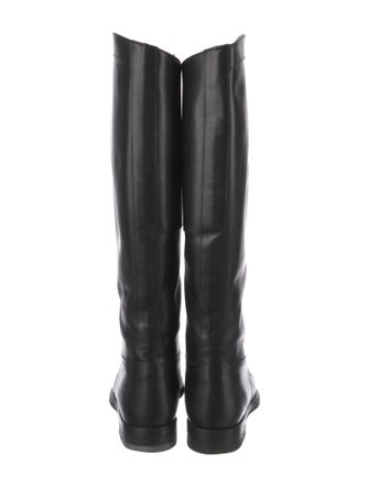 Gucci Web Accent Leather Riding Boots