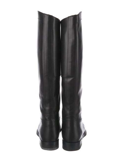 Gucci Web Accent Leather Riding Boots
