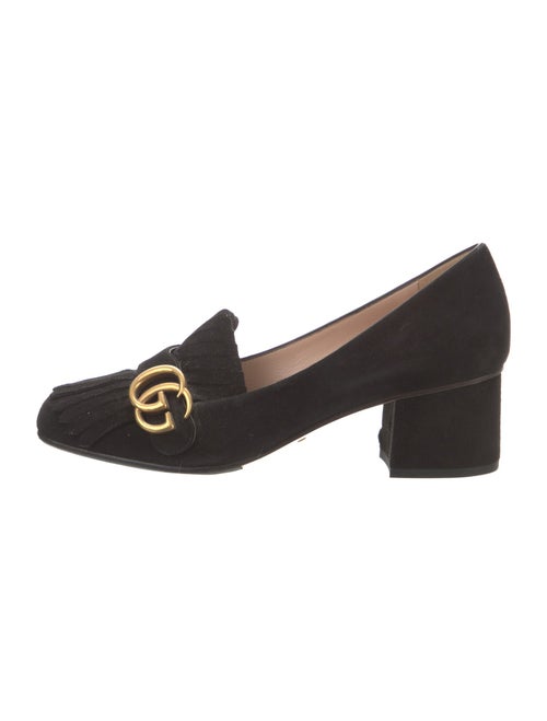 Gucci Suede Fringe Trim Accent Pumps