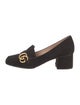 Gucci Suede Fringe Trim Accent Pumps