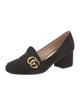 Gucci Suede Fringe Trim Accent Pumps