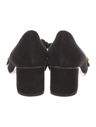Gucci Suede Fringe Trim Accent Pumps