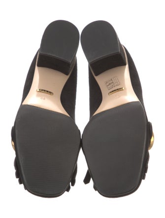 Gucci Suede Fringe Trim Accent Pumps