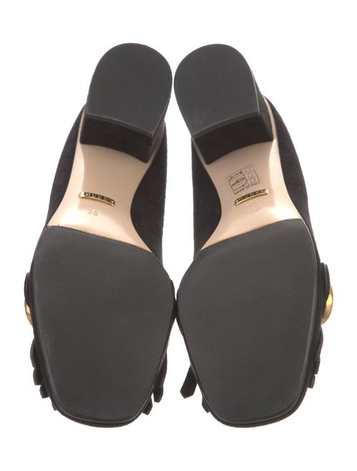 Gucci Suede Fringe Trim Accent Pumps