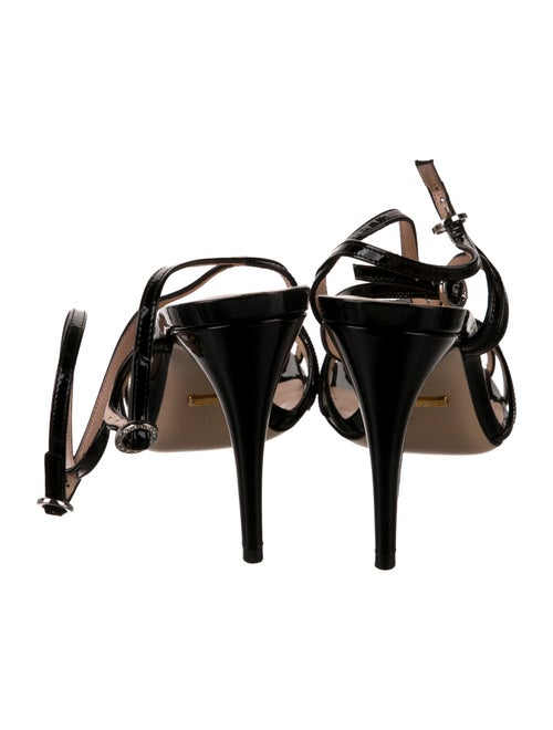 Gucci Patent Leather Crystal Embellishments Sandals