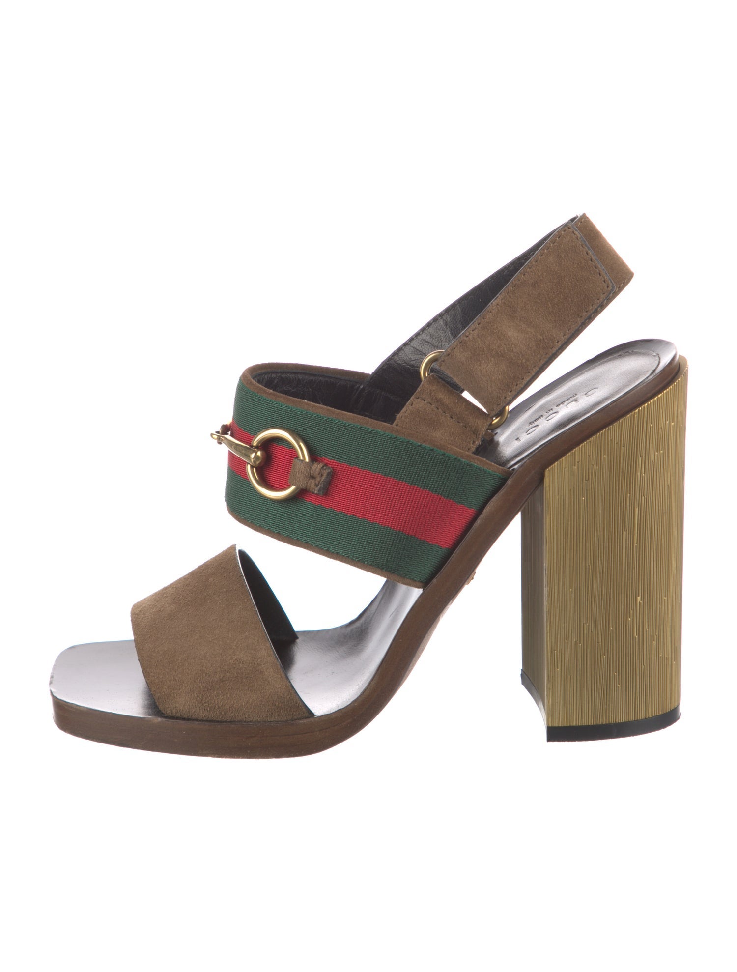 Gucci Web Accent Suede Slingback Sandals