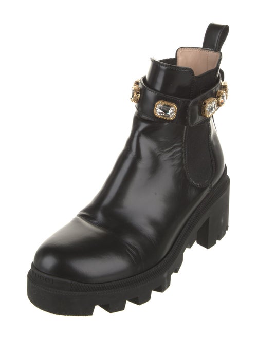 Gucci Double G Logo Leather Combat Boots
