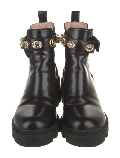 Gucci Double G Logo Leather Combat Boots